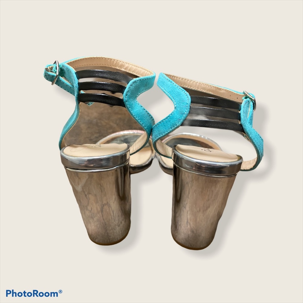 Shows Heels Multi Color Silver Block Heel Size 7.5 - image 3